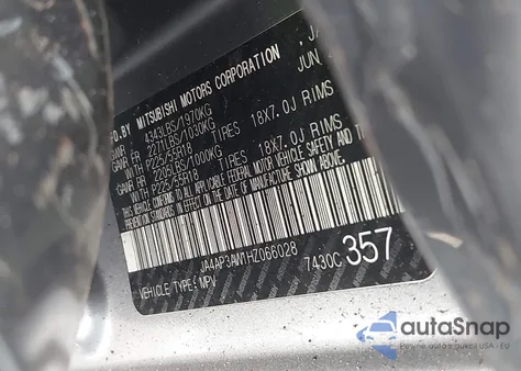 2017 Mitsubishi Outlander Sport 2.4 Se из США, поврежденный, VIN JA4AP3AW1HZ066028